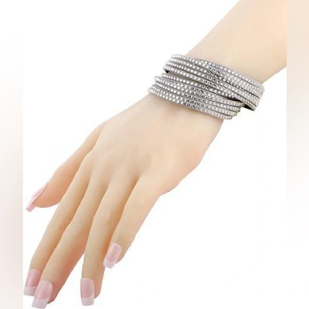 Authentic Swarovski Slake Light Gray Wrap Bracelet ( choker ). RETIRED. BNIB. - Picture 4 of 13